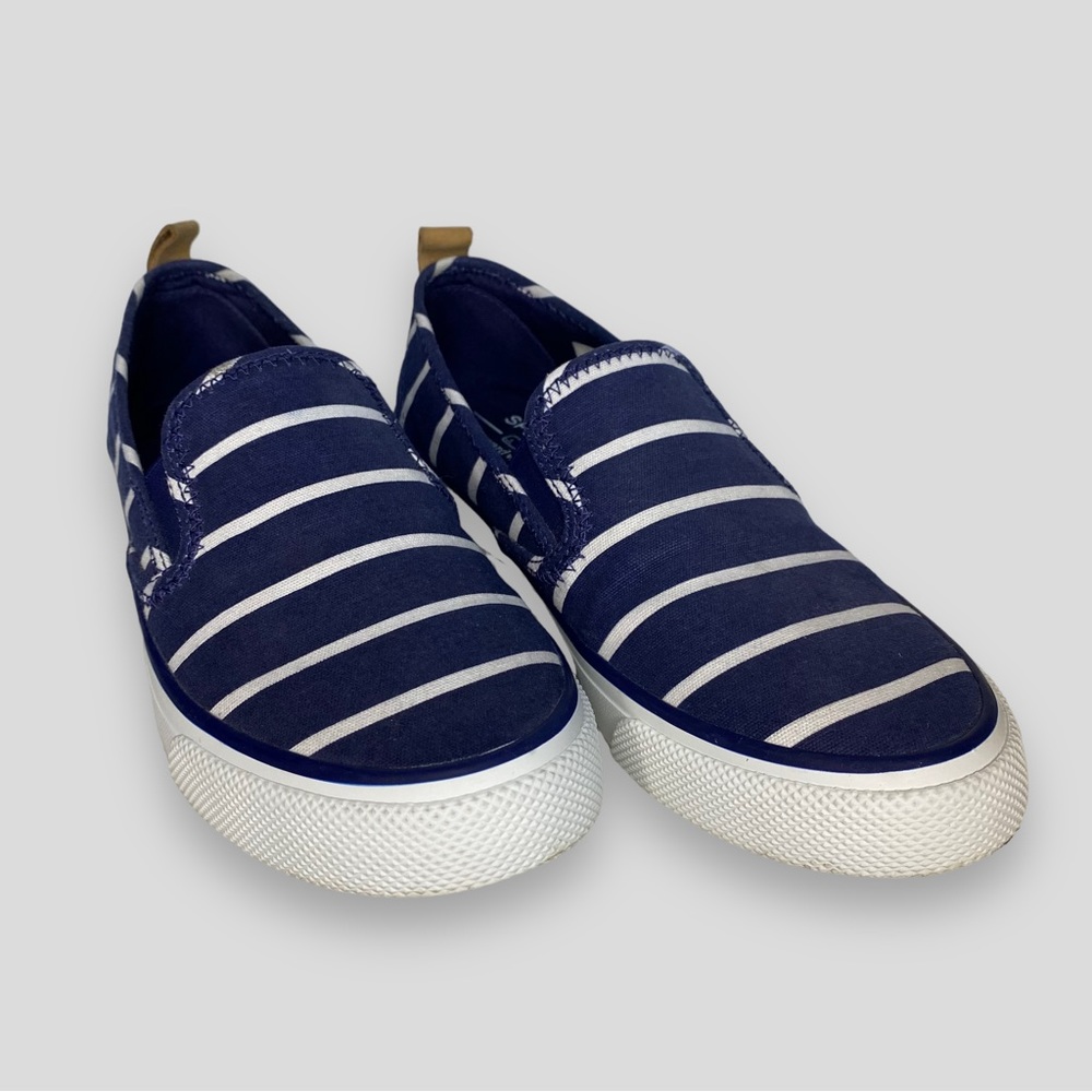Sperry Vineyard Vines Seaside Slides Women's 7.5 Blue White Stripe Slip On Shoes